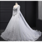 Sweetheart Wedding Dresses A Line With Beading Rhinestones Tulle Long Sleeves Chapel Train