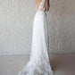 A-Line V-Neck Cap Sleeves Tulle Beach Wedding Dresses With Appliques