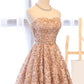 A Line Strapless Sweetheart Homecoming Dress with Appliques Beads Dance Dresses H1295