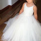A Line Spaghetti Straps Lace Top Ivory Tulle Flower Girl Dresses For Wedding Party JS773
