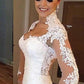 Applique Trumpet/Mermaid Sweep/Brush Train Long V-neck Sleeves Lace Wedding Dresses