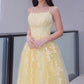 Applique Straps A-Line/Princess Sleeveless Spaghetti Tulle Floor-Length Dresses