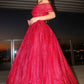Satin Sleeveless Off-the-Shoulder Ball Gown Ruffles Floor-Length Dresses