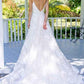 A Line Spaghetti Straps Backless V Neck Long Lace Wedding Dresses Bridal Dresses JS260
